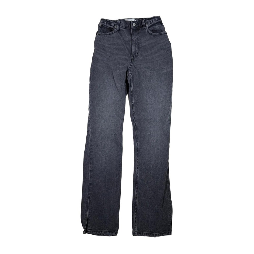 Abercrombie & Fitch The 90s Straight Ultra High Rise Black Wash Split Hem Jeans‎